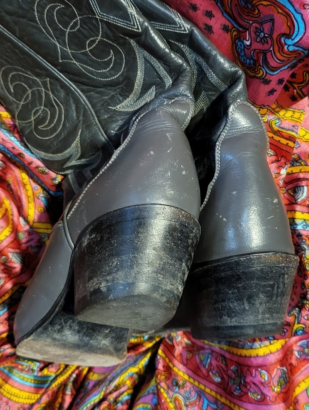 Tony Lama Vintage 70s Gray Cowboy Boots Women's Size 7.5 Western - Picture 7 of 7